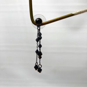 Triple Black Stone Dangle Earrings